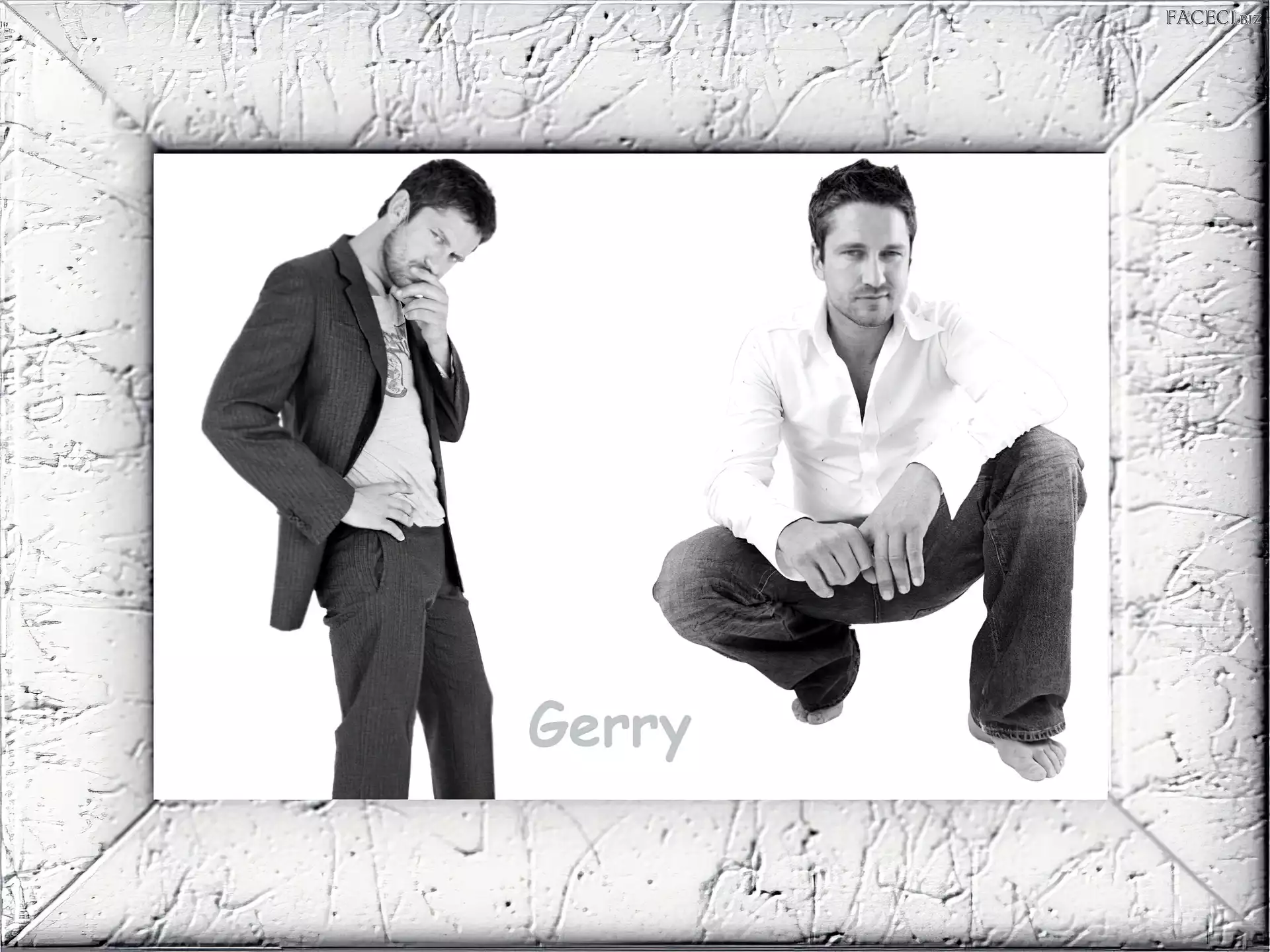 garnitur, Gerard Butler, biała koszula